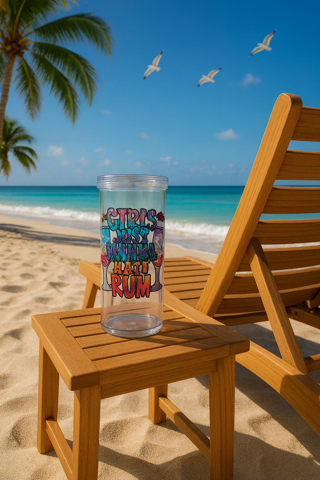 ๐น๐ด "Girls Just Wanna Have Rum" 18oz Beach Tumbler ๐๏ธ๐ฅ