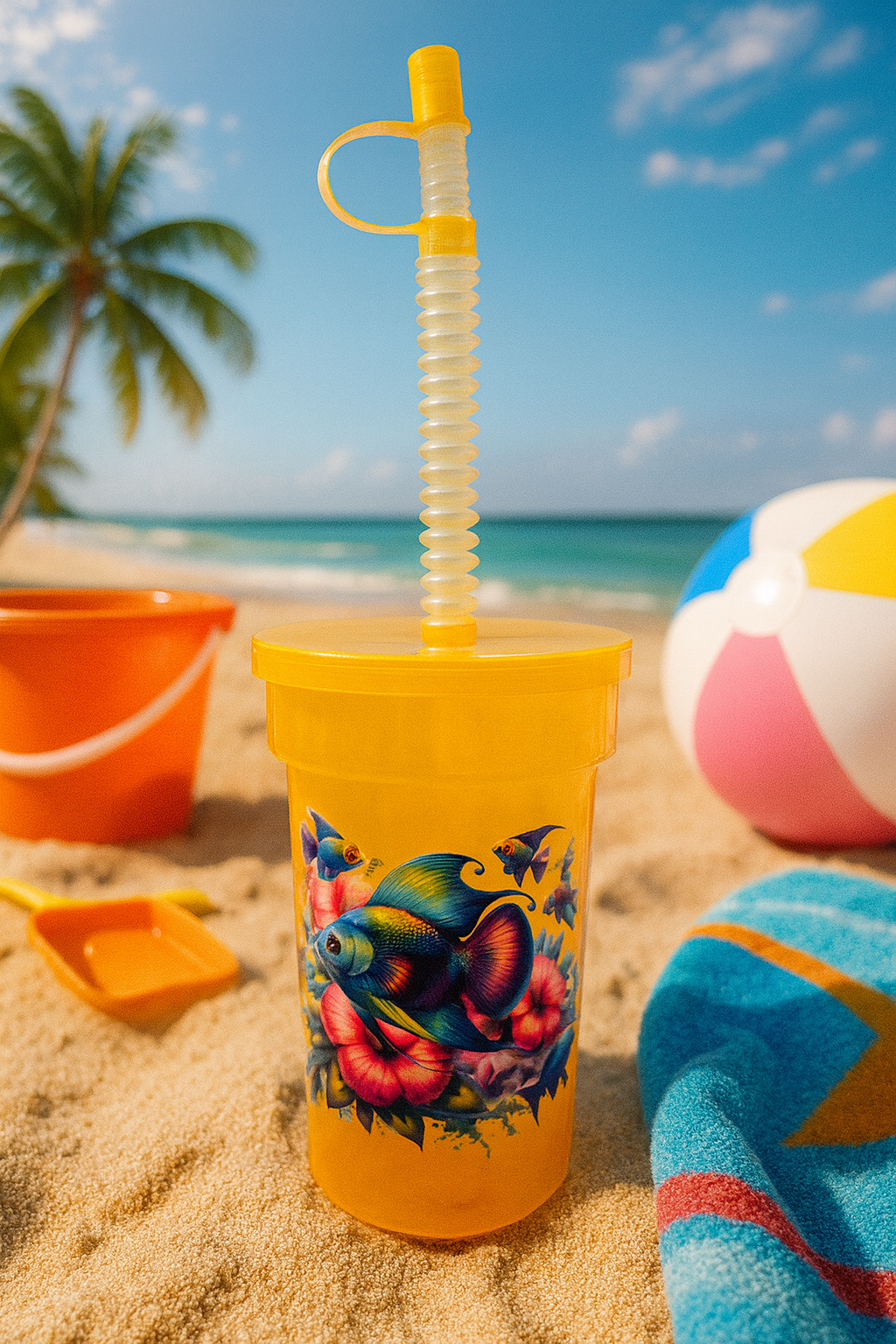 "💛🐠 Sip Happy, Splash Bright! 🌊✨ Fun tropical fish design + spill-free straw = the perfect kids’ cup for every adventure! 🥤🌴 #KidsCups #TropicalFun"