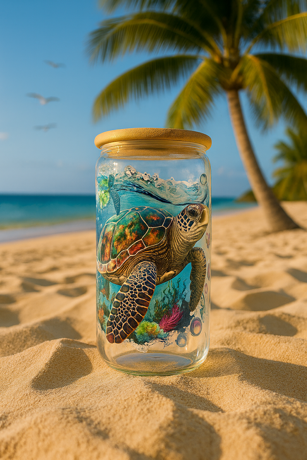 π Sea Turtle Glass Jar with Bamboo Lid β Ocean-Themed Eco-Friendly Drinkware π’βοΈ