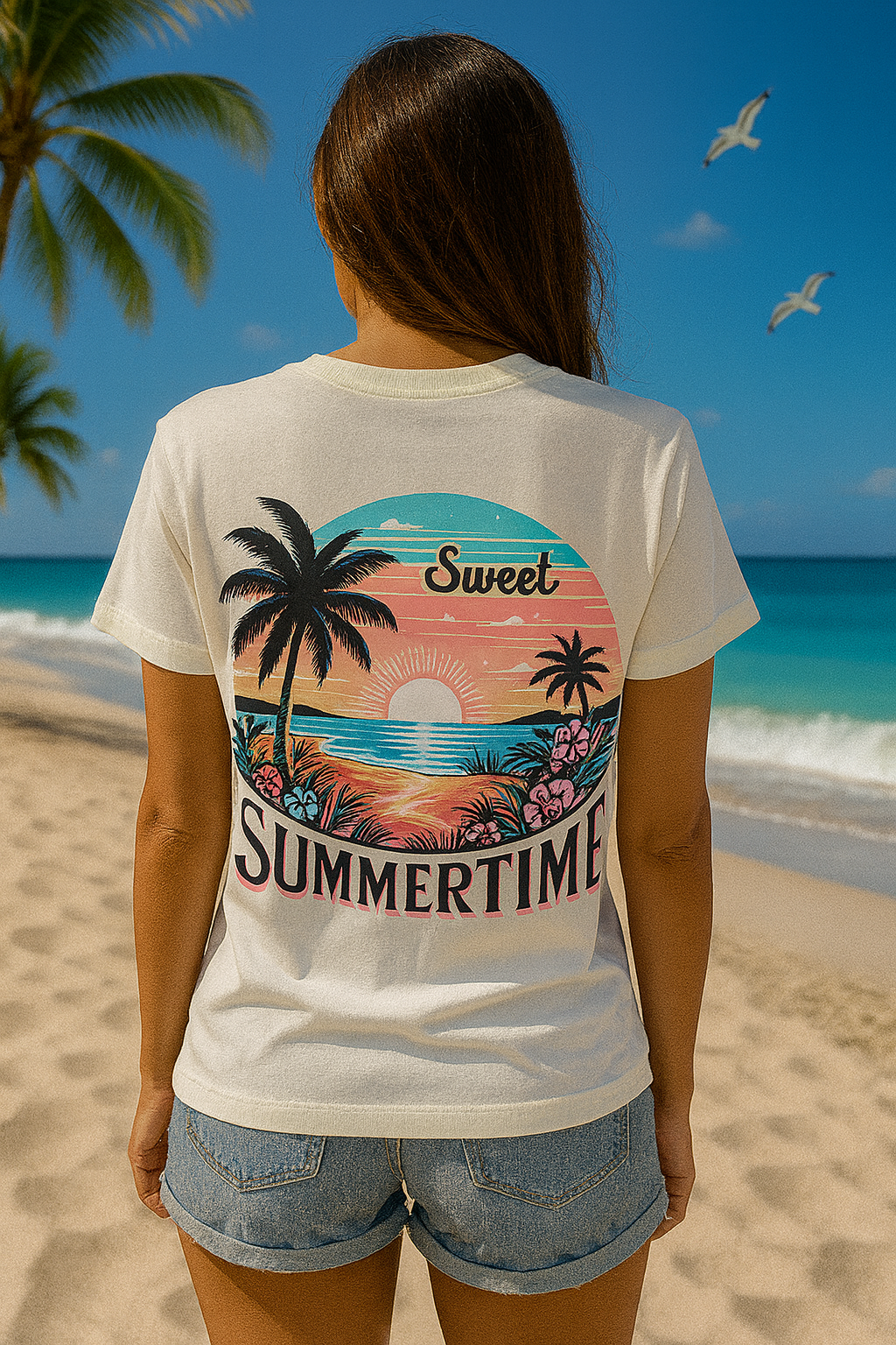 🌅🌴 “Sweet Summertime” Vintage Sunset Tee 🏖️☀️