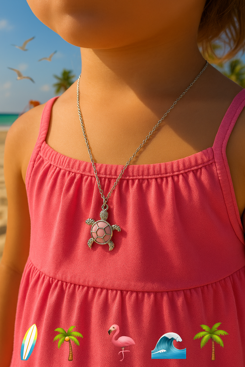π΄π’π Adorable Pink Sea Turtle Kids Necklace ππ’π΄