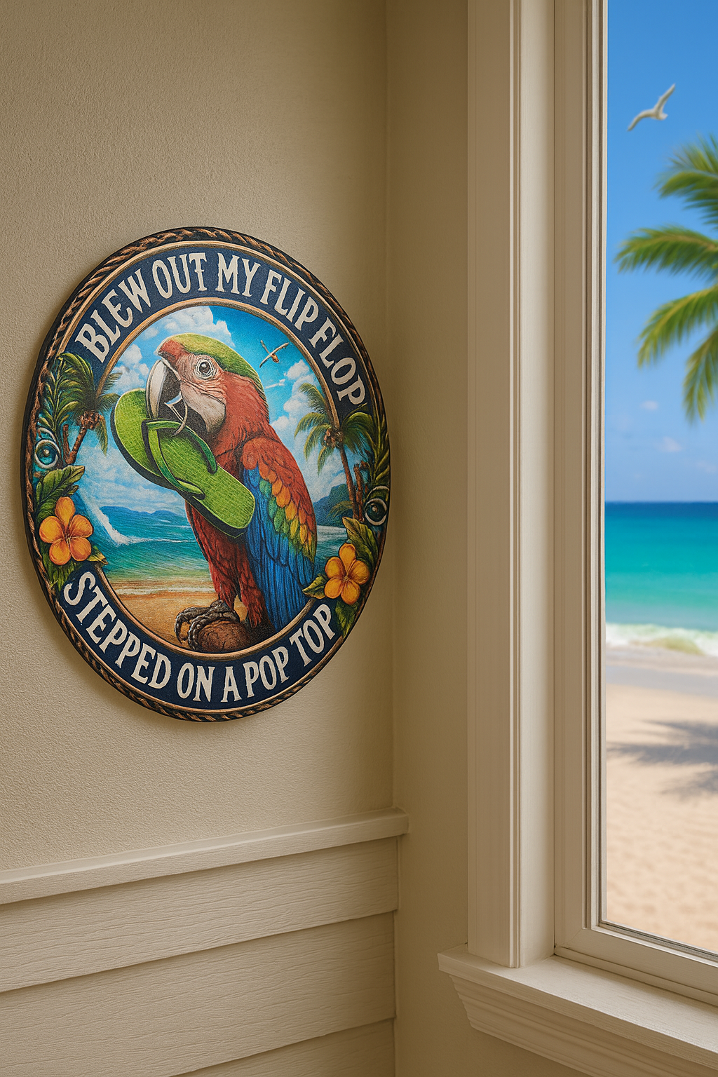 🌊 #JimmyBuffettMood Metal Sign – “Blew Out My Flip Flop” 🩴🛑