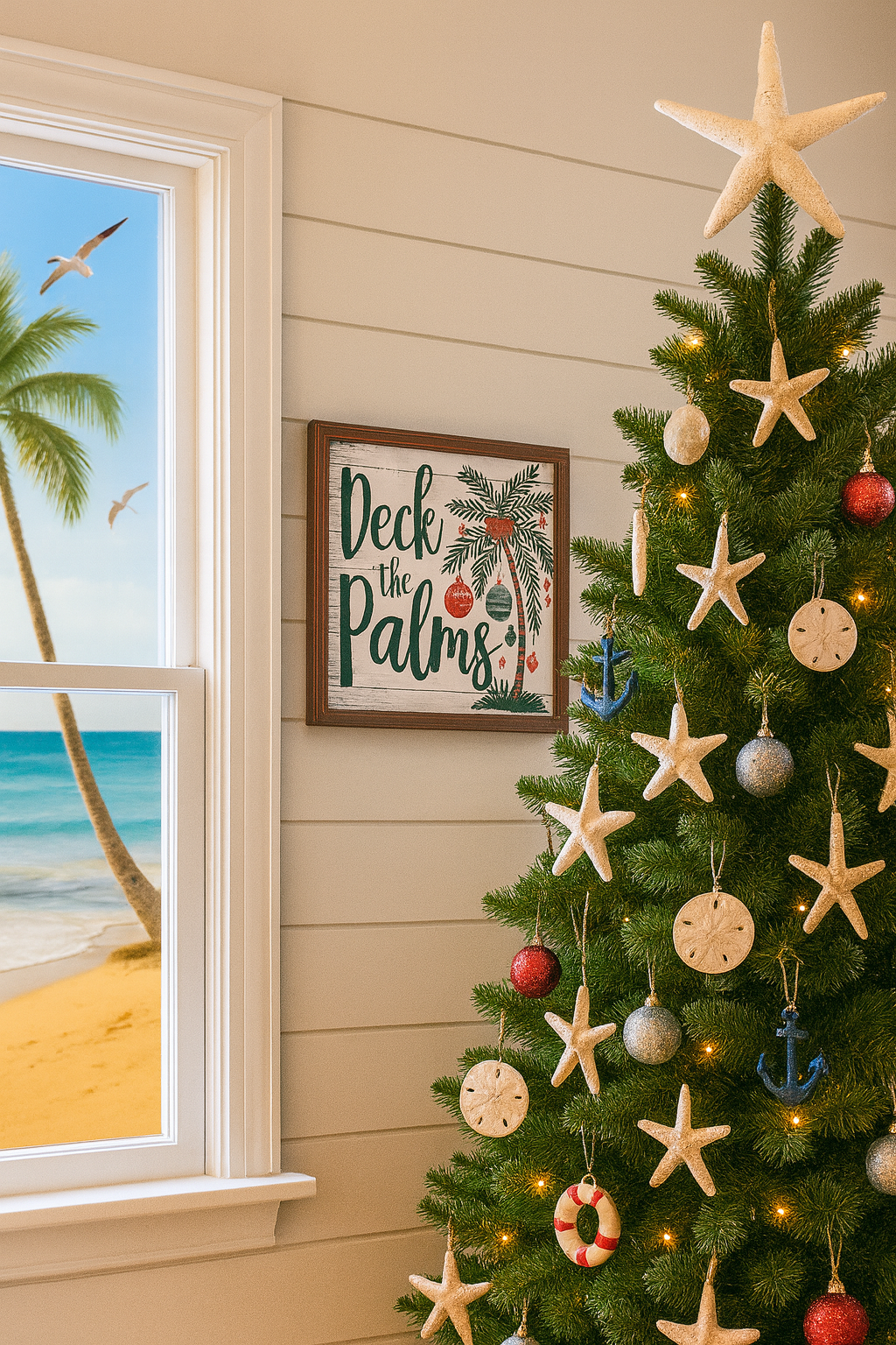ππ΄ βDeck the Palmsβ 8x8 Wooden Christmas Sign π΄π