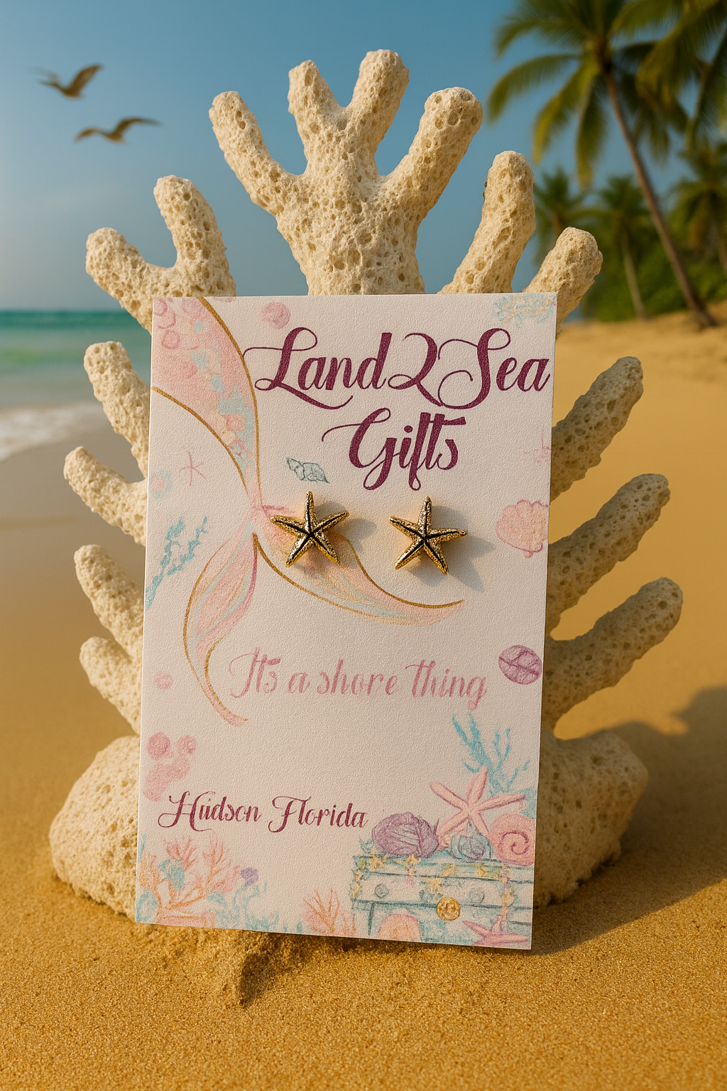Little Girlsβ Gold Starfish Post Earrings β Pink Stone Sparkle πππ