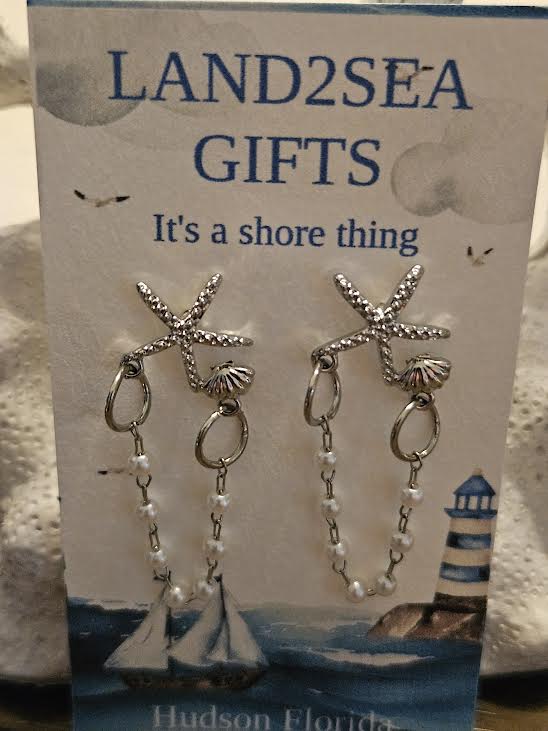 🐚⭐ Coastal Starfish & Pearl Drop Earrings ⭐🐚