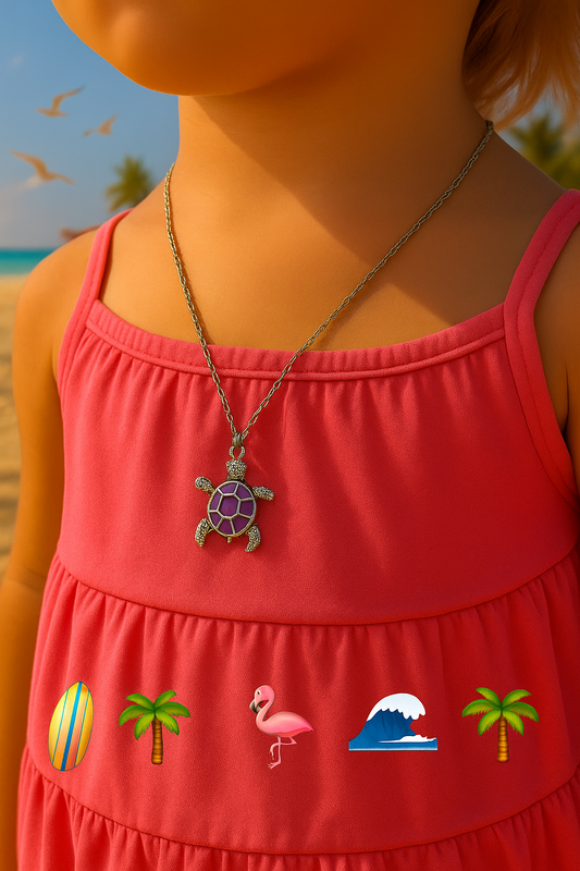 🌴🐢💜Adorable  Purple Sea Turtle Kids Necklace 💜🐢🌴
