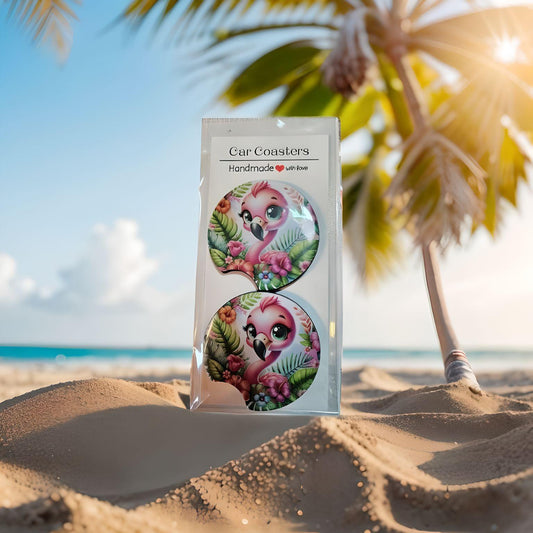 Car Coaster 2 Pak 🦩🌊🌴🐚