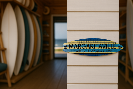 8” x 2” Metal Surfboard Magnet – Margaritaville Theme 🏝️🍹🌊