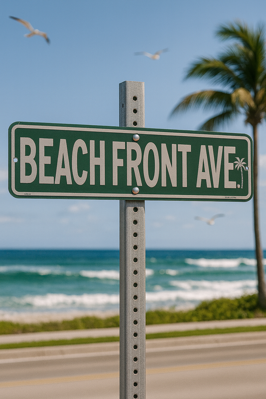 18” x 4” Metal Sign – “BEACH FRONT AVE.” 🏝️🚤🌊🌴