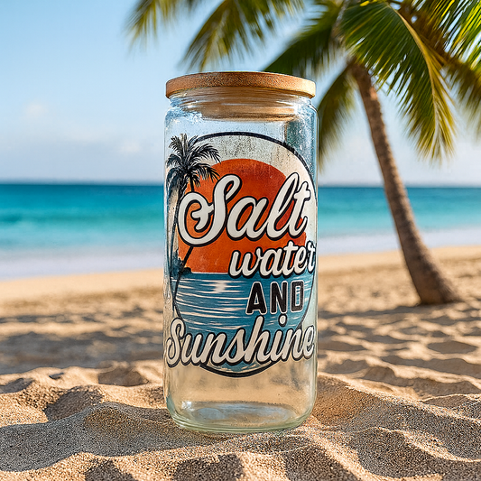🌴✨ “Salt water in my soul, sunshine in my sip ☀️🥤 The perfect beach-day tumbler!” 16oz🌊🌅