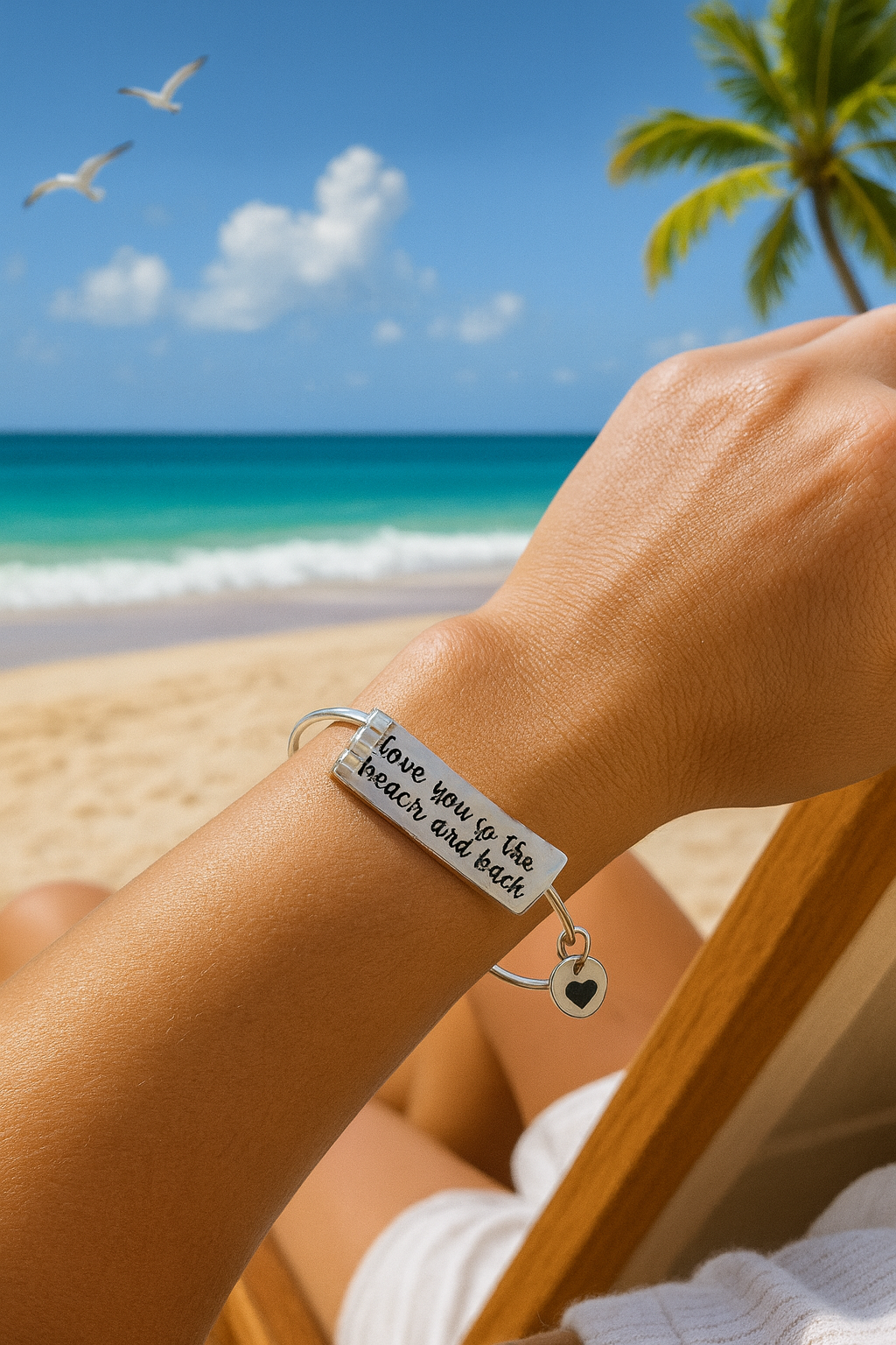 💖🌴 “Love You to the Beach and Back” Adjustable Bracelet 🌊☀️