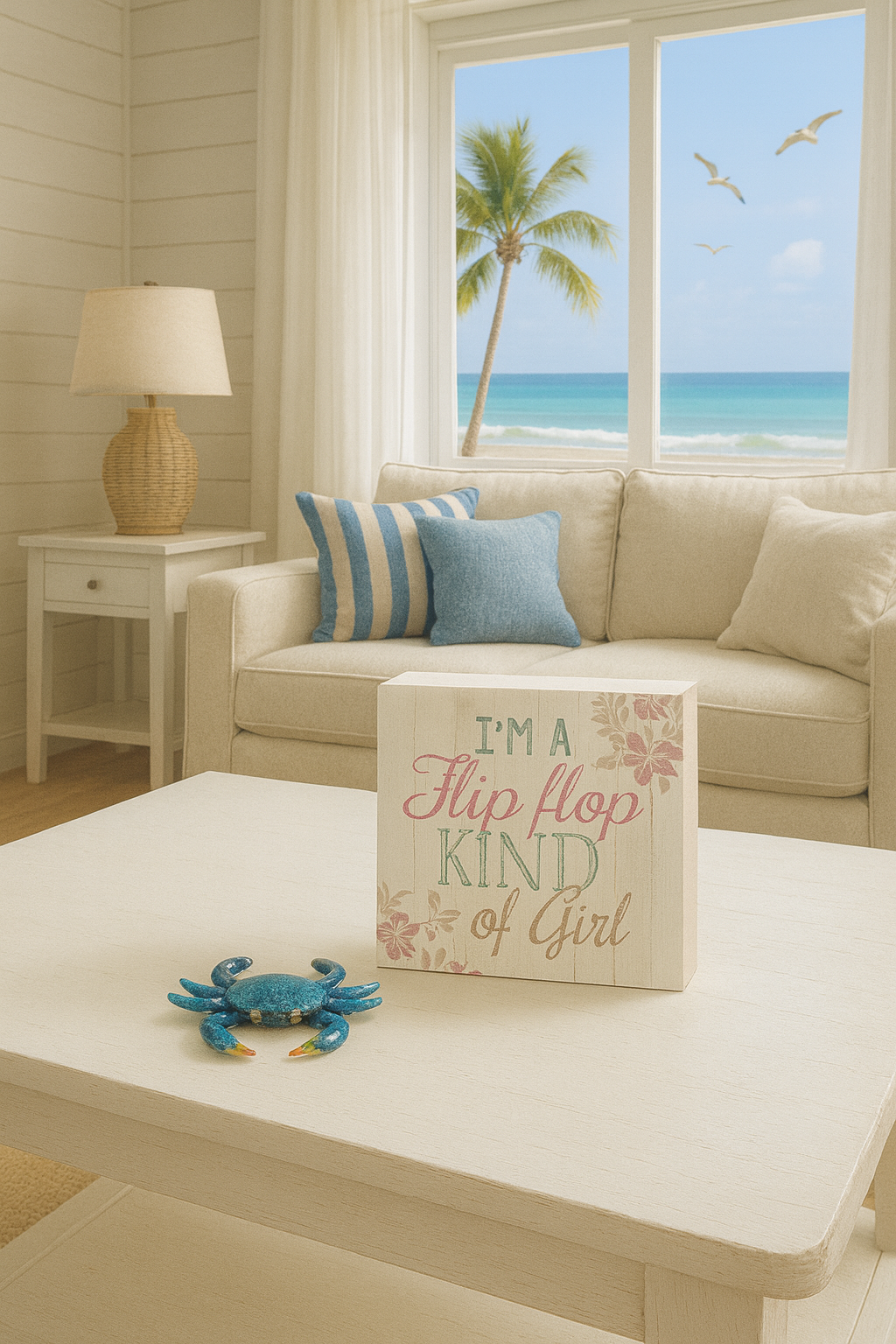 “I’m a Flip Flop Kind of Girl” Wood Block Sign🩴🌴🌸