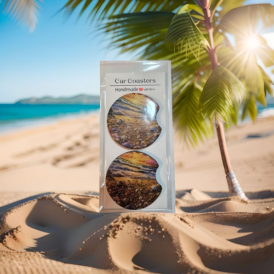 Car Coasters 2 Pak 🌴⚓🐚🌊