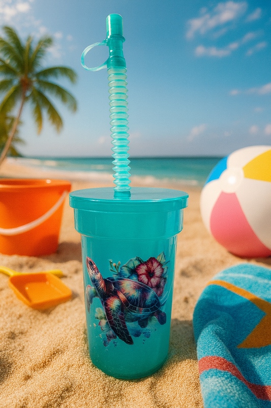 "💎🐢 Sip, Smile & Splash! 🌴✨ Fun sea turtle design + spill-free straw = the perfect kids’ cup for ocean-loving little ones! 🥤🌺 #TurtleCup #KidsFun"