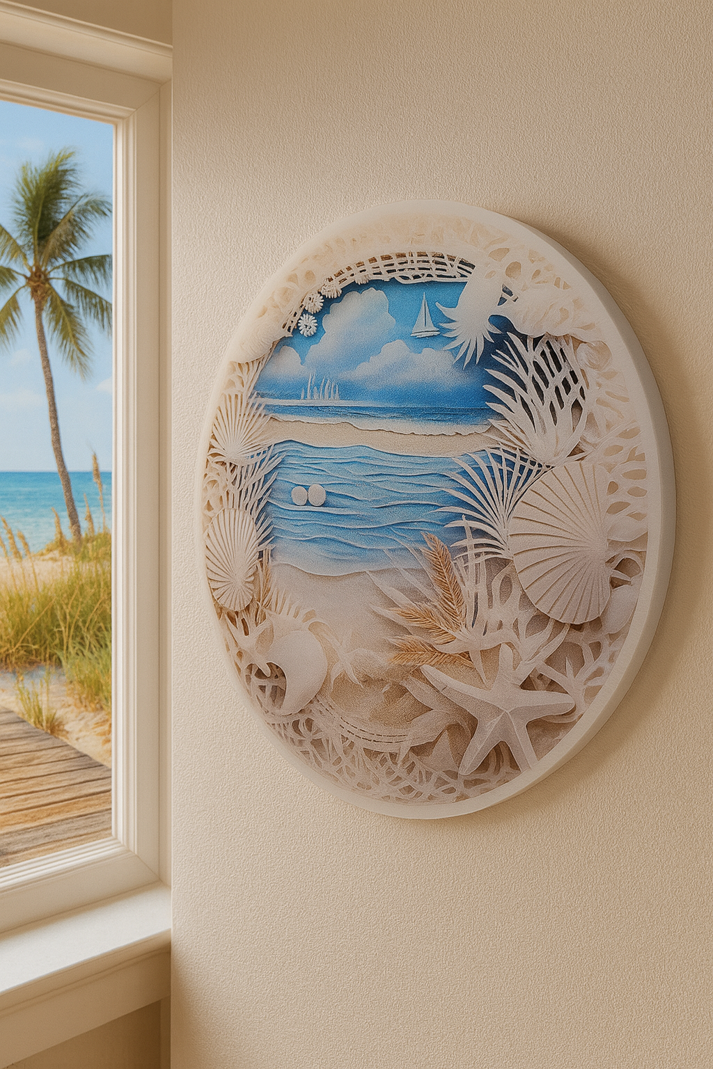 🌊 Coastal Elegance – 8”x8” Acrylic Beach Wall Art