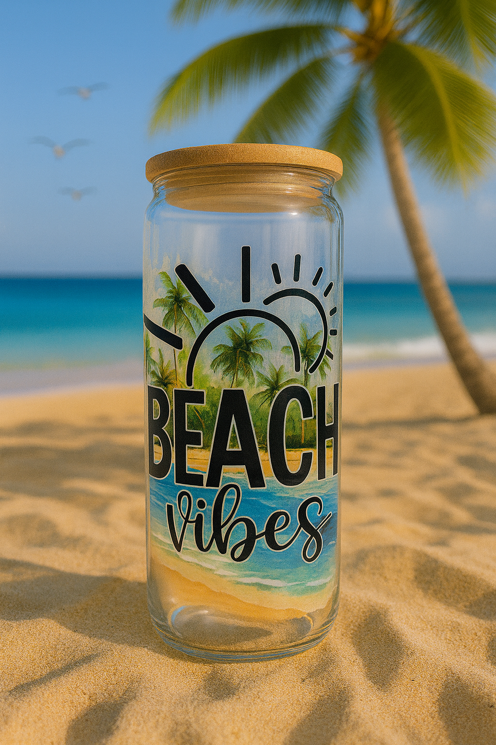 "BEACH vibes" ☀️ Bright &amp; Tropical Scene🌴🌊16oz