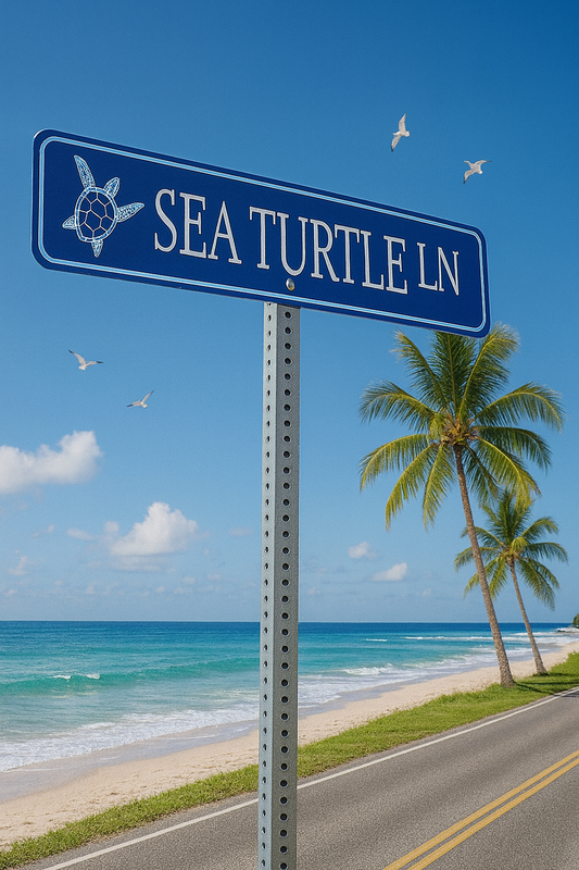🌴🐢 Sea Turtle Lane Coastal Street Sign 🌊☀️
