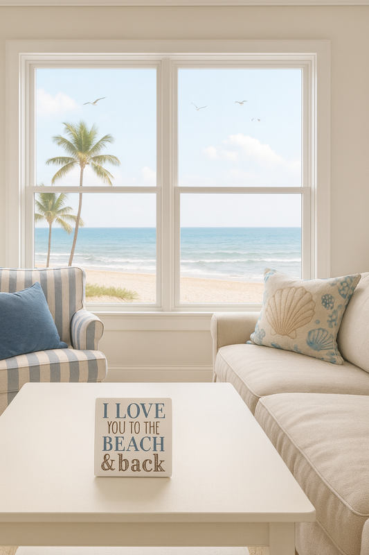 “I Love You to the Beach & Back” Set of 2 Ceramic Coaster 🏖️☀️ 🌊🐚