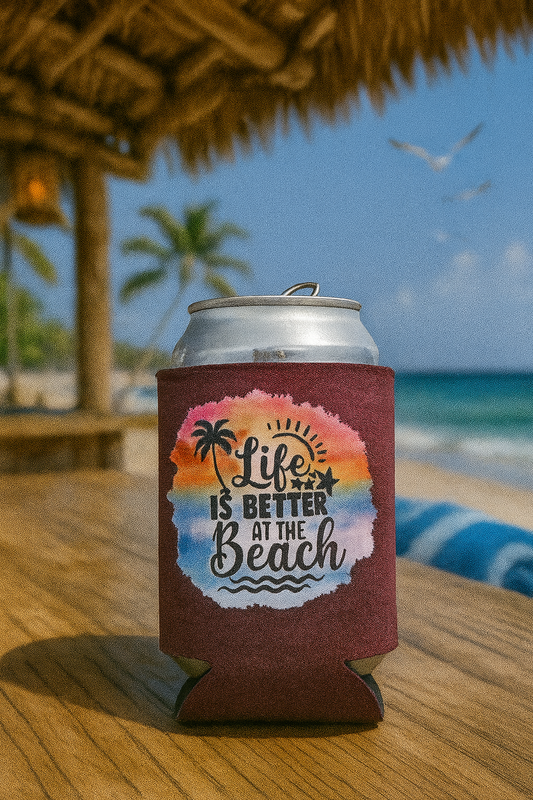 ✨🥤 Life is Better at the Beach Can Koozie 🌊☀️