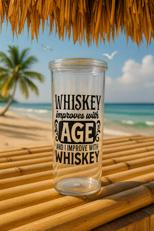 "🥃🔥 Sip, Laugh, Repeat! Bold design + 16oz fun = the ultimate cup for whiskey lovers who age like fine spirits! 🕶️✨ #WhiskeyVibes #PartyReady"