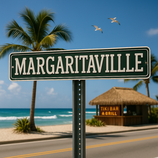18" x 4" Metal Decor-MARGARITAVILLE Street Sign 🏝️🍹 🌊🌴
