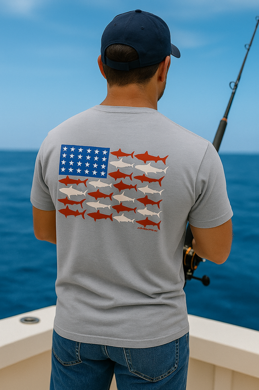 Men’s Cotton “American Flag Fish” T-Shirt 🎣