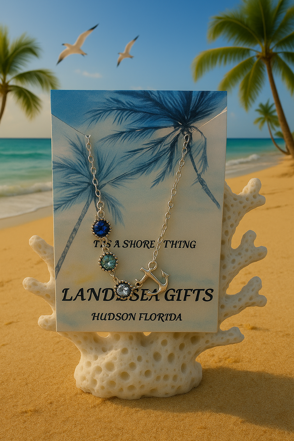 ⚓🌊 Coastal Charm Anchor & Gem Anklet 🌊⚓