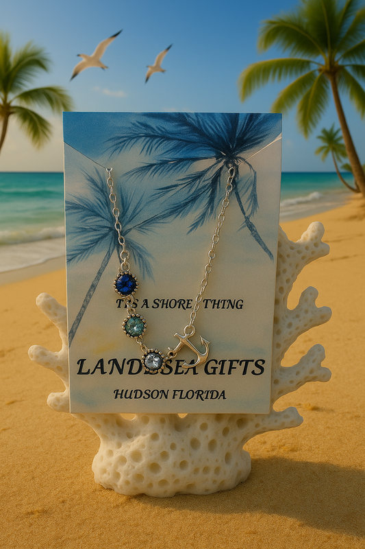 ⚓🌊 Coastal Charm Anchor & Gem Anklet 🌊⚓