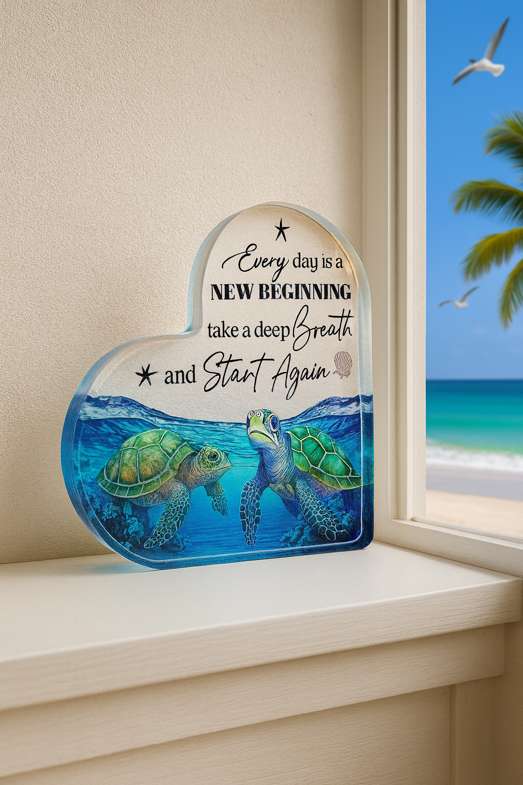 🌴🐢 Inspirational Turtle Acrylic Décor Piece 🌊☀️