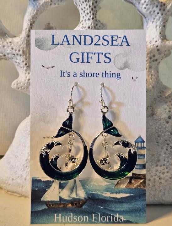 Ocean wave & Sea Turtle Earrings🌊🐢
