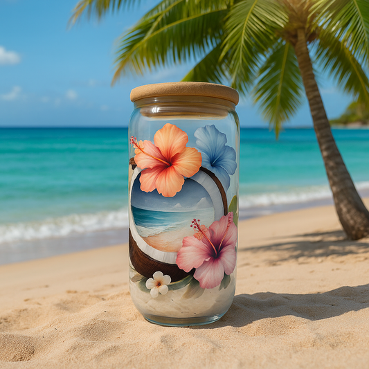 🌊🥥 “Sip paradise in every pour 🌸✨#Tropical Vibes  # Hibiscus Love 160z🌺