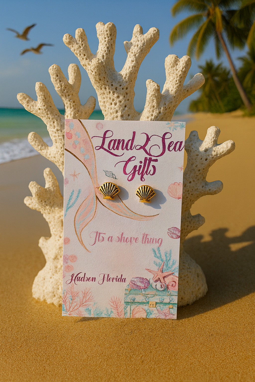 Little Girls’ Gold Seashell Post Earrings – Coastal Cutie Collection 🐚💛🌴