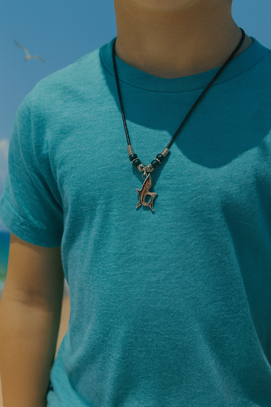 18” Black Corded Kids Shark Pendant Necklace 🦈🌊🌴