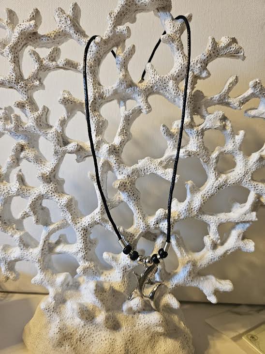 18” Black Corded Kids Shark Pendant Necklace 🦈🌊🌴