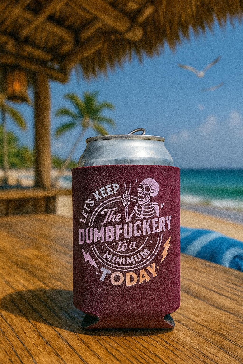 Keep it chill with this hilarious koozie — perfect for beach days, BBQs, and tiki bar vibes. 🌴🍹❄️
