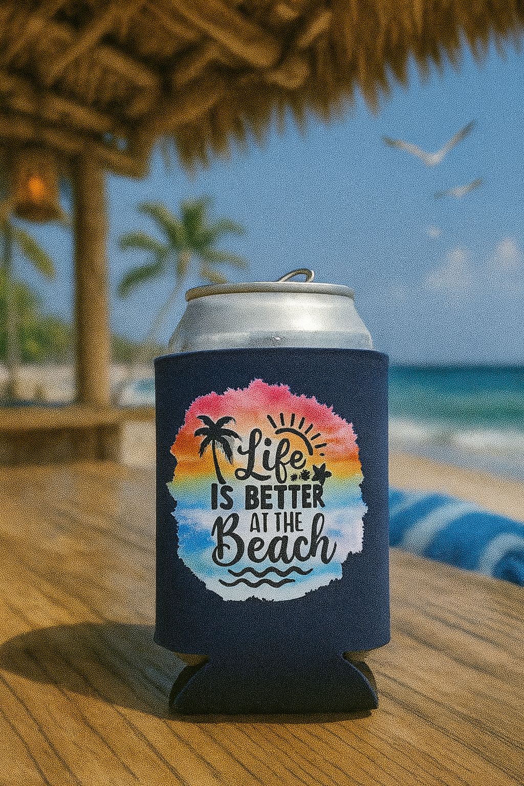 ✨🥤 Life is Better at the Beach Can Koozie 🌊☀️