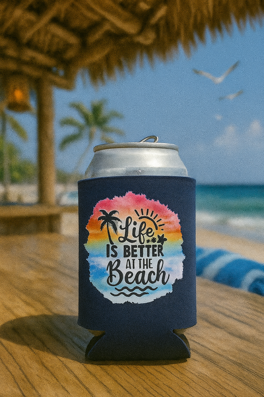 ✨🥤 Life is Better at the Beach Can Koozie 🌊☀️