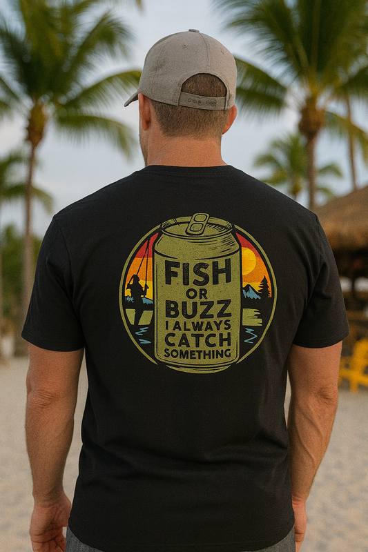 Black 100% Cotton Tee – Lightweight • Breathable • Made for Fishing & Fun 🎣🍻🌅