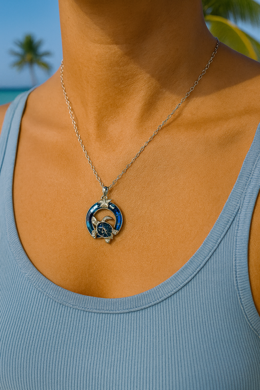 🌊✨ Ocean-Inspired Turtle Pendant Necklace ✨🐢