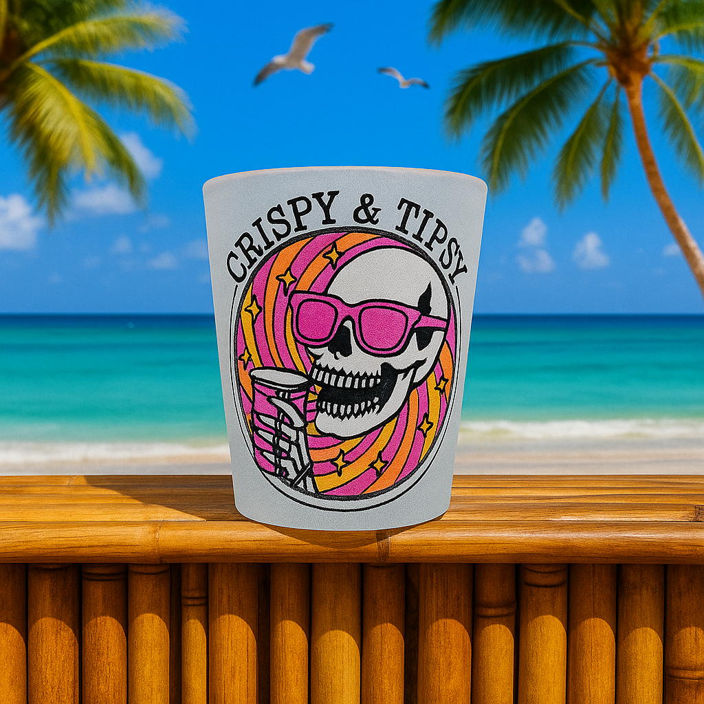 Crispy & Tipsy Shot glass 1.5oz🍹☀️☠️,