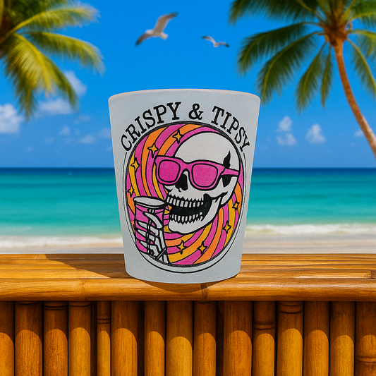 Crispy & Tipsy Shot glass 1.5oz🍹☀️☠️,