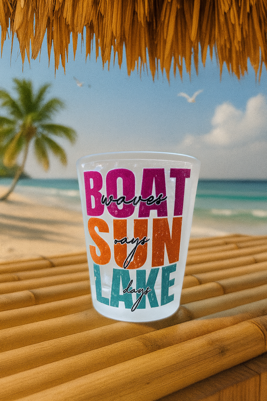 Boat waves, sun rays & lake days! 1.5oz shot glass 🥂🚤