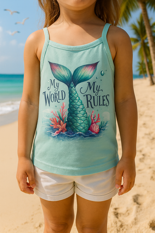 ✨ "Her world, her rules 🧜‍♀️💜 This adorable mermaid tank is perfect for sunny days & beach vibes! 🌊☀️