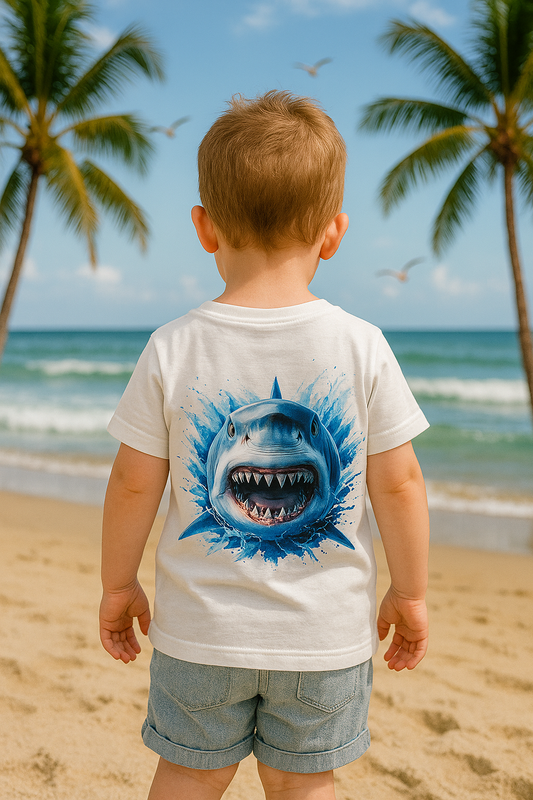 Fin-tastic shark toddler shirt to add to your little one’s wardrobe today! 🦈💦🌴