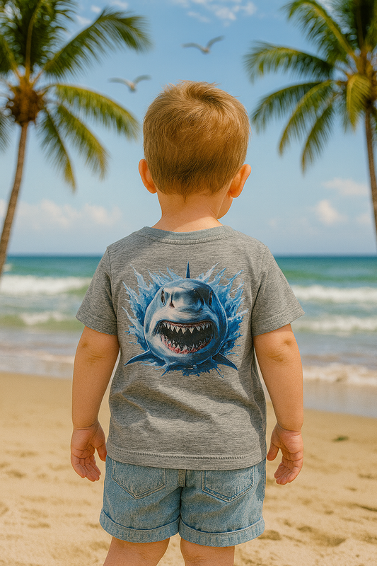 Fin-tastic shark toddler shirt to add to your little one’s wardrobe today! 🦈💦🌴