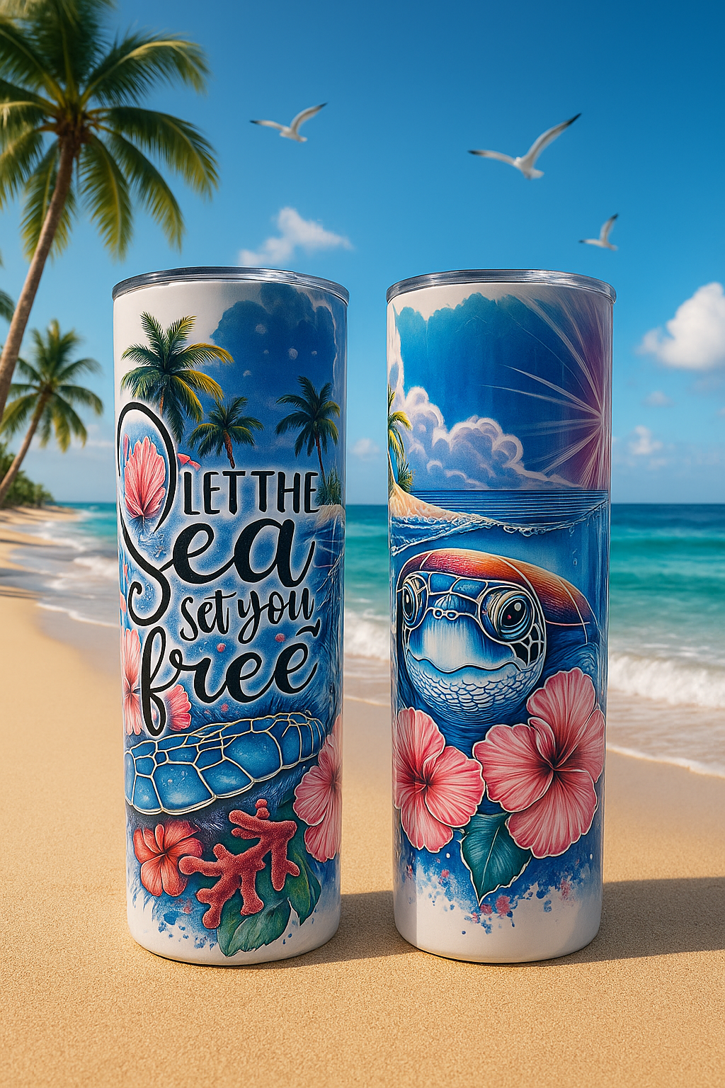 🌊🐢 “Let the sea set you free 🌺☀️ Sip in style with this ocean-inspired turtle tumbler that brings tropical vibes to every adventure!” 🌴🥤✨