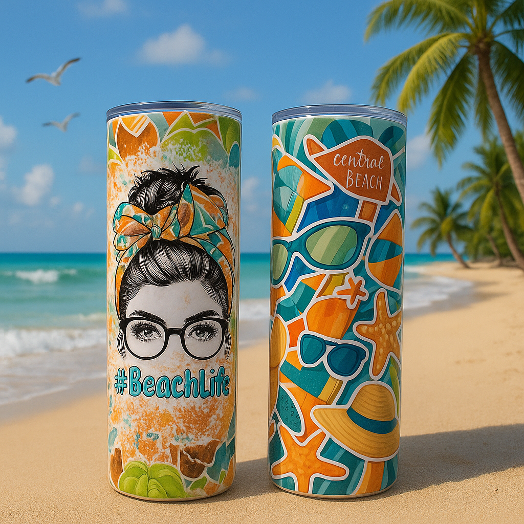 🌴☀️ “Messy bun, shades on, toes in the sand… living that #BeachLife one sip at a time! 🏖️✨”