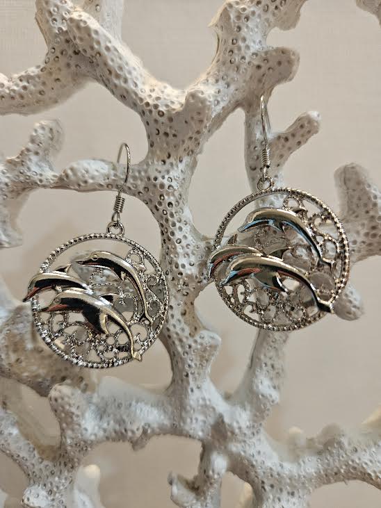 Playful Dolphin Circle Earrings 🌊🐬