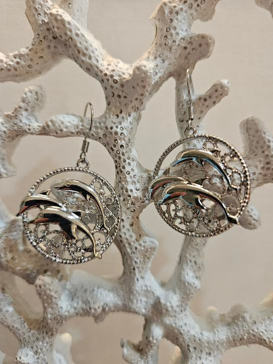 Playful Dolphin Circle Earrings 🌊🐬