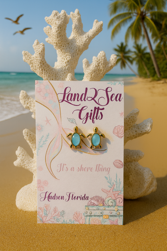 Little Girls’ Green Gem Turtle Post Earrings – Coastal Cutie Style 🐢💚🌴